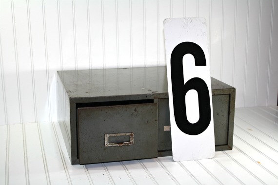 Vintage Metal Number 6 Sign / Vintage Metal Number 7 Sign